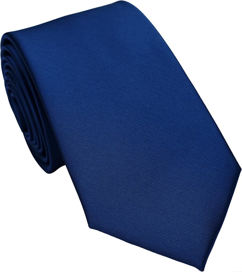 ZENXUS Regular Tie and Pocket Square for Men, Solid Color Necktie Set, 3.2 inch Standard Width - Image 3